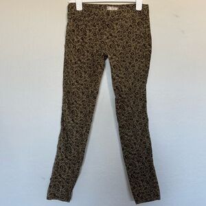 Free People Ditsy Floral Corduroy Cord Trouser Skinny Pants size 27